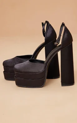 PrettyLittleThing High Heels*Satin Square Toe Double Platform Heeled Sandals