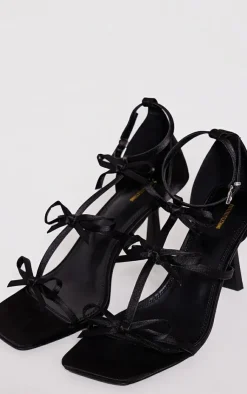 PrettyLittleThing High Heels*Satin Square Toe Multi Bow High Heeled Sandals