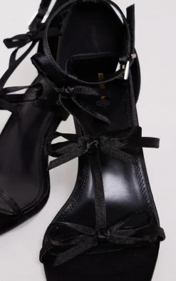 PrettyLittleThing High Heels*Satin Square Toe Multi Bow High Heeled Sandals