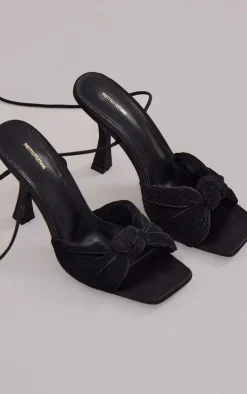 PrettyLittleThing High Heels*Satin Square Toe Twisted Knot Lace Up Heeled Sandals