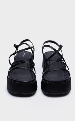 PrettyLittleThing Flatform Sandals*Satin Strappy Cut Out Flatform Sandals