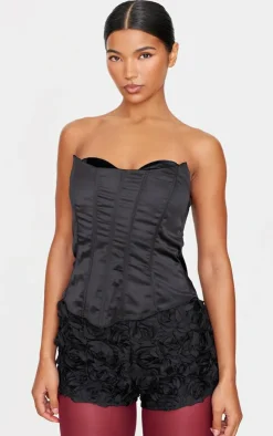 PrettyLittleThing Corsets*Satin Velvet Bust Detail Corset