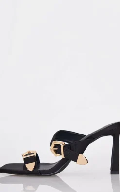 PrettyLittleThing Wide Fit Heels*Satin Wide Fit Square Toe Buckle Strap High Stiletto Heeled Mules
