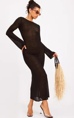 Scoop Back Filagree Knit Maxi Dress-PrettyLittleThing Best