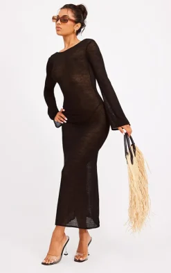 Scoop Back Filagree Knit Maxi Dress-PrettyLittleThing Best