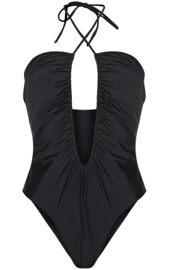 Scoop Neck Ruched Swimsuit-PrettyLittleThing Clearance