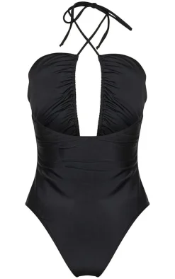Scoop Neck Ruched Swimsuit-PrettyLittleThing Clearance