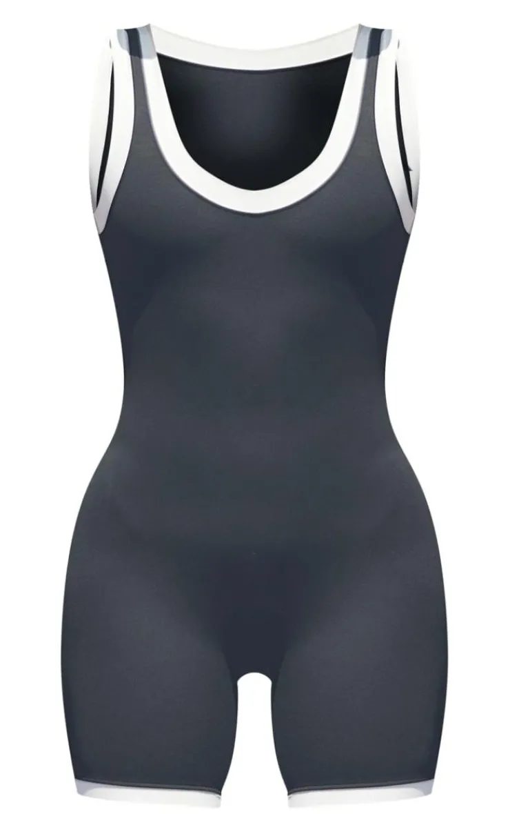 PrettyLittleThing Gym Wear*Sculpt Contrast Binding Gym Unitard