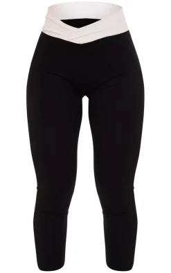 PrettyLittleThing Gym Leggings*Sculpt Contrast Waist Cross Front Leggings