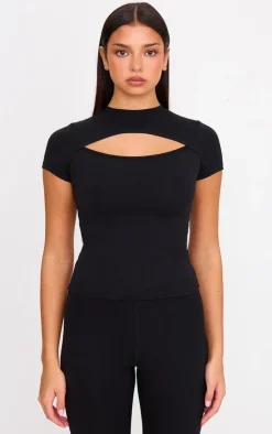 PrettyLittleThing Workout Tops*Sculpt Cut Out Short Sleeve Top