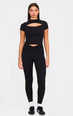 PrettyLittleThing Workout Tops*Sculpt Cut Out Short Sleeve Top