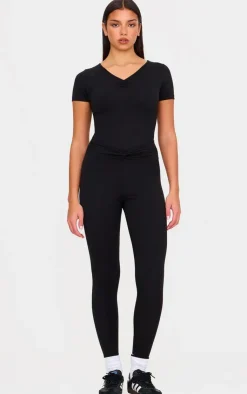 PrettyLittleThing Gym Wear*Sculpt Gathered Short Sleeve Bodysuit