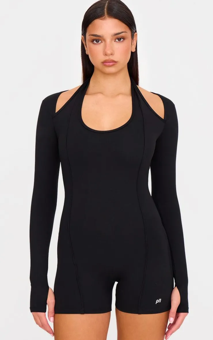 PrettyLittleThing Gym Wear*Sculpt Halter Long Sleeve Gym Unitard