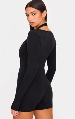 PrettyLittleThing Gym Wear*Sculpt Halter Long Sleeve Gym Unitard