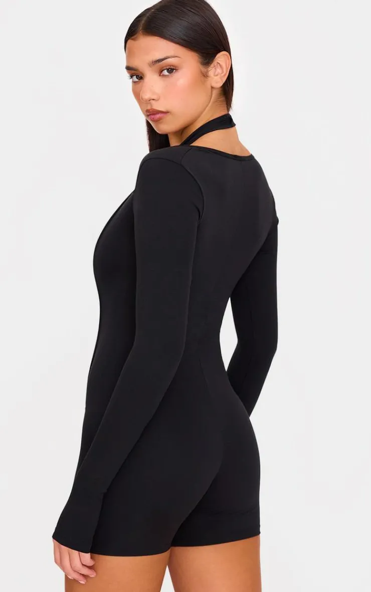 PrettyLittleThing Gym Wear*Sculpt Halter Long Sleeve Gym Unitard