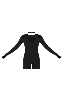 PrettyLittleThing Gym Wear*Sculpt Halter Long Sleeve Gym Unitard