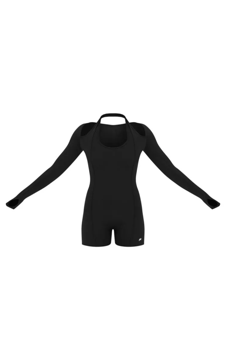PrettyLittleThing Gym Wear*Sculpt Halter Long Sleeve Gym Unitard