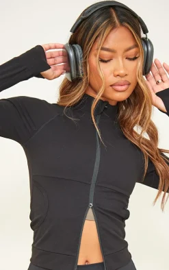PrettyLittleThing Athletic Jackets*Sculpt Pocket Front Double Zip Up Jacket