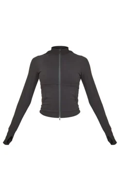 PrettyLittleThing Athletic Jackets*Sculpt Pocket Front Double Zip Up Jacket