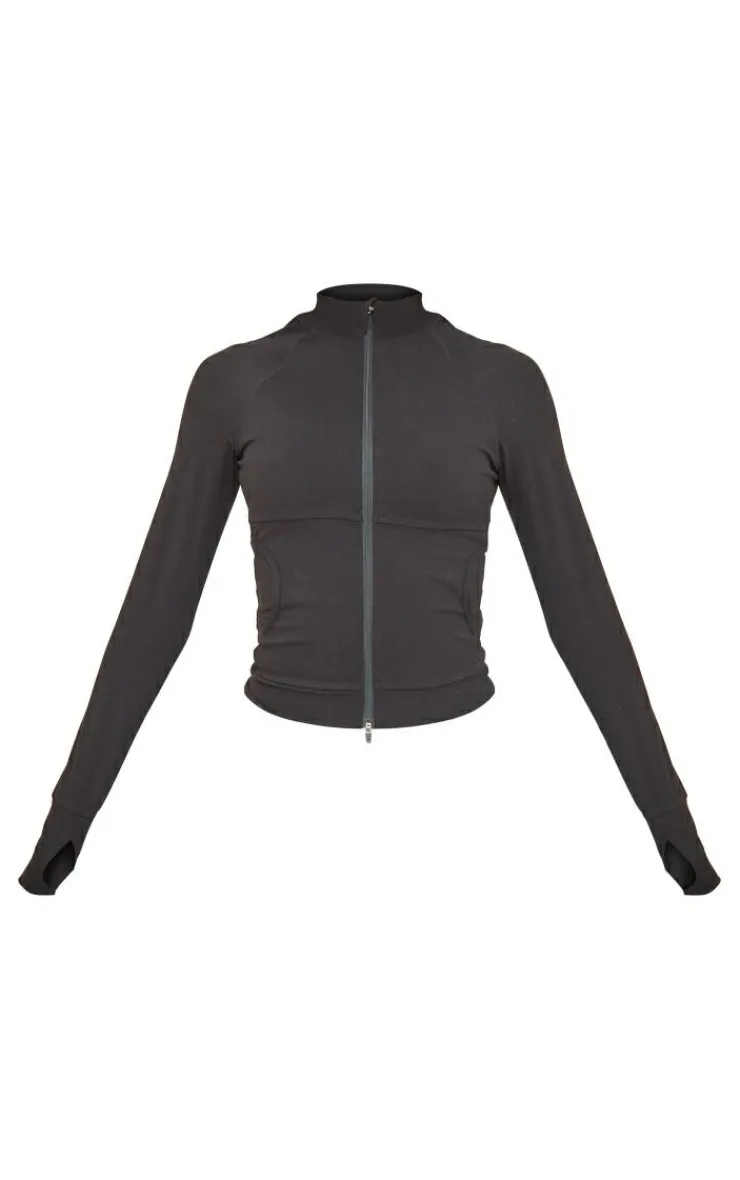 PrettyLittleThing Athletic Jackets*Sculpt Pocket Front Double Zip Up Jacket
