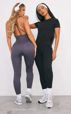 PrettyLittleThing Gym Wear*Sculpt Short Sleeved Unitard