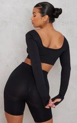 PrettyLittleThing Workout Tops*Seamless Basic Square Neck Long Sleeve Gym Top