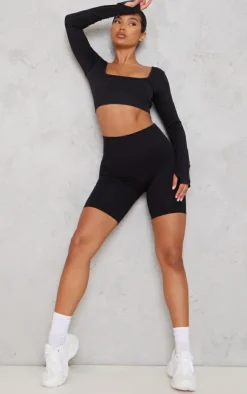 PrettyLittleThing Workout Tops*Seamless Basic Square Neck Long Sleeve Gym Top
