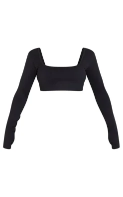 PrettyLittleThing Workout Tops*Seamless Basic Square Neck Long Sleeve Gym Top