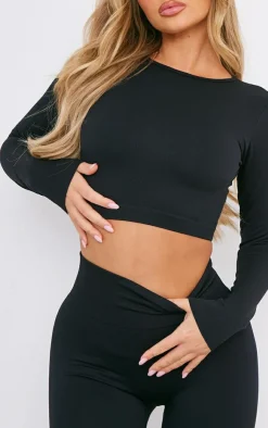 PrettyLittleThing Workout Tops*Seamless Long Sleeve Cropped Gym Top