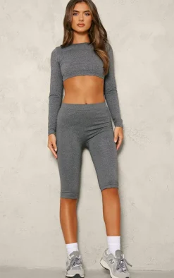 PrettyLittleThing Workout Tops*Seamless Melange Open Tie Back Top