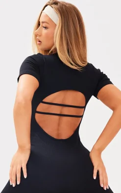 PrettyLittleThing Seamless Gym Wear*Seamless Zip Up Seam Detail Strappy Back Unitard