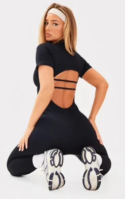 PrettyLittleThing Seamless Gym Wear*Seamless Zip Up Seam Detail Strappy Back Unitard