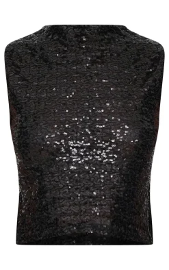Sequin Boat Neck Long Top-PrettyLittleThing Discount