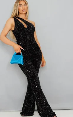 Sequin Cup Detail One Shoulder Jumspuit-PrettyLittleThing Outlet
