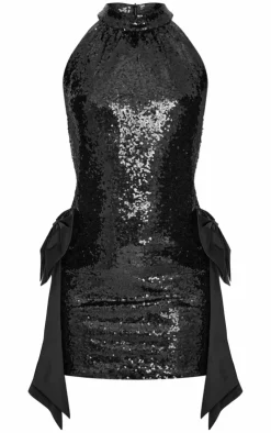 Sequin Cut Out Bow Detail Mini Dress-PrettyLittleThing Hot