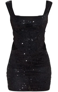 Sequin Cut Out Cup Detail Thick Strap Bodycon Dress-PrettyLittleThing Clearance