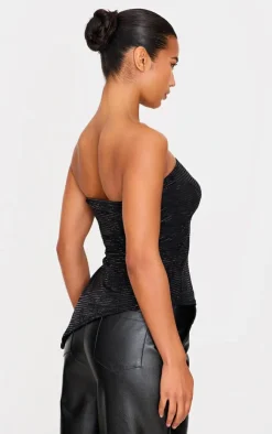 PrettyLittleThing Blouses*Sequin Detail Asymmetric Hem Bandeau Long Top