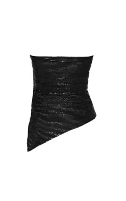 PrettyLittleThing Blouses*Sequin Detail Asymmetric Hem Bandeau Long Top