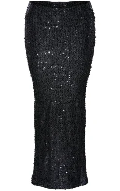 Sequin Embellished Low Rise Drapey Maxi Skirt-PrettyLittleThing Clearance