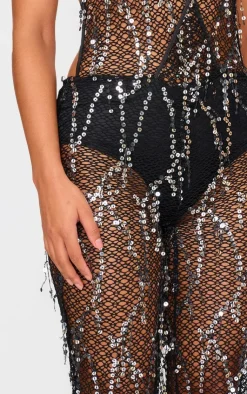 Sequin Fishnet Halterneck Jumpsuit-PrettyLittleThing Clearance
