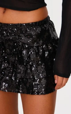 Sequin Frilly Tiered Mini Skirt-PrettyLittleThing New