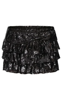 Sequin Frilly Tiered Mini Skirt-PrettyLittleThing New