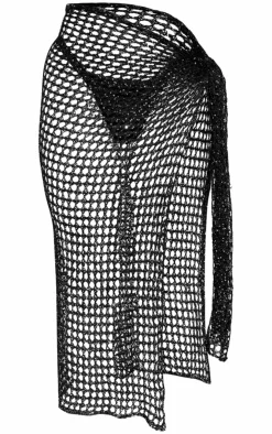 Discount PrettyLittleThing Sequin Knit Beach Sarong Black