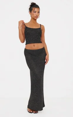 Best PrettyLittleThing Sequin Knit Cami Top Black
