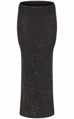New PrettyLittleThing Sequin Knit Maxi Skirt Black
