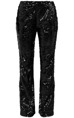 Outlet PrettyLittleThing Sequin Low Rise Flared Pants Black