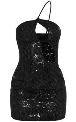 Sequin One Strap Cut Out Chest Bodycon Dress-PrettyLittleThing Hot