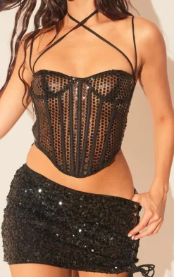 Sequin Sheer Boned Corset-PrettyLittleThing Hot