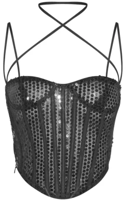 Sequin Sheer Boned Corset-PrettyLittleThing Hot
