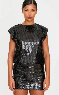 Sequin Shoulder Pad Sleeveless Bodycon Dress-PrettyLittleThing Best